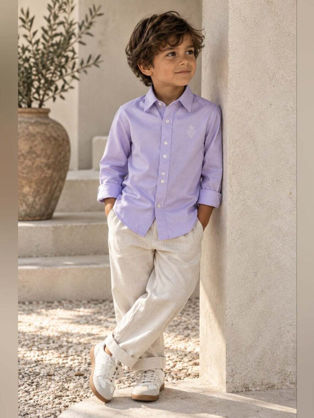 Nicholas & Bears Girls Lavender Oxford Button Dress Shirt 6Y Embroidered Preppy